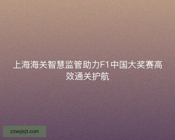 上海海关智慧监管助力F1中国大奖赛高效通关护航